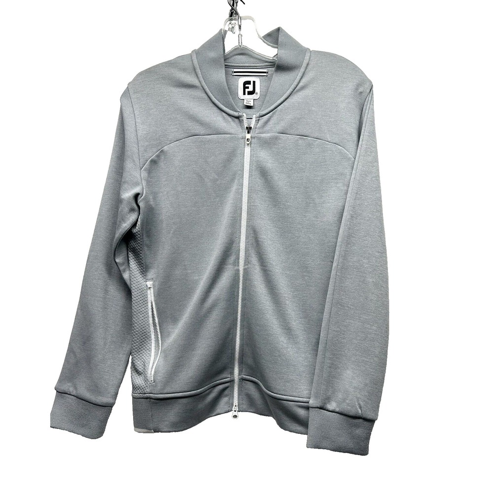 Footjoy Mens Medium Grey Full Zip Polyester Jacket ( pocket zipper Broken ) (A8)